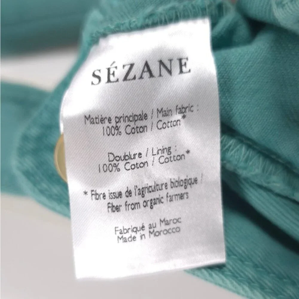NWT SÉZANE LEANDRO MINT Denim Trousers Button Fly‎ Belted S212PAN004H Size 34